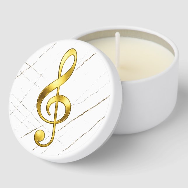 Gold Treble Clef Marble Home Decor Mini Candle Favors (Corner)