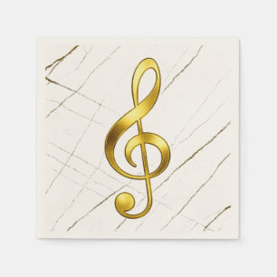 Gold Treble Clef Marble Home Decor Napkins