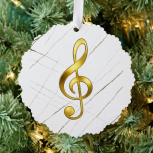 Gold Treble Clef Marble Home Decor Ornament Card