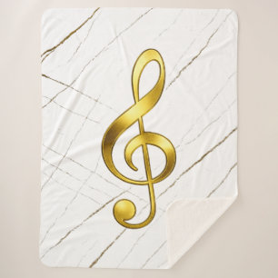 Gold Treble Clef Marble Home Decor Sherpa Blanket