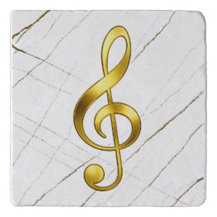 Gold Treble Clef Marble Home Decor Trivet