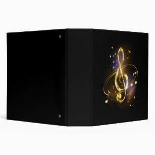 Gold Treble Clef Music 3 Ring Binder