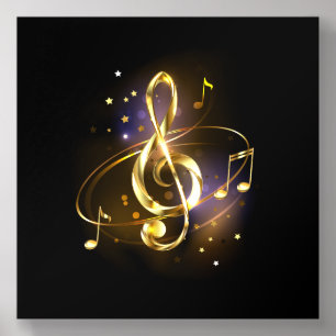 Gold Treble Clef Music Acrylic Photo Tile
