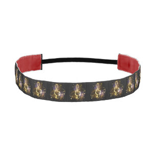 Gold Treble Clef Music Athletic Headband