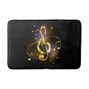 Gold Treble Clef Music Bath Mat