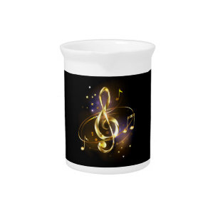 Gold Treble Clef Music Beverage Pitcher