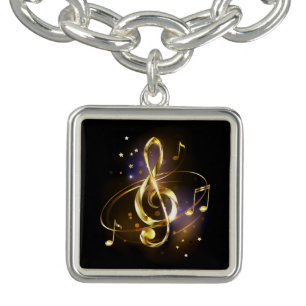 Gold Treble Clef Music Bracelet