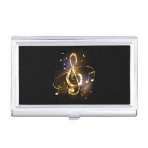 Gold Treble Clef Music Business Card Case