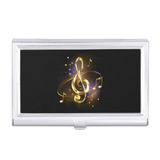 Gold Treble Clef Music Business Card Case
