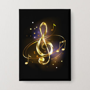 Gold Treble Clef Music Button