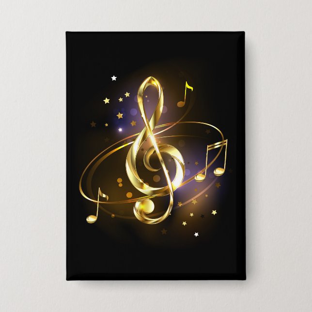 Gold Treble Clef Music Button (Front)