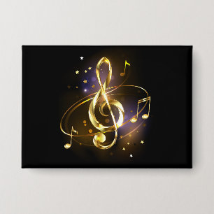 Gold Treble Clef Music Button