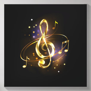Gold Treble Clef Music Canvas Photo Tile