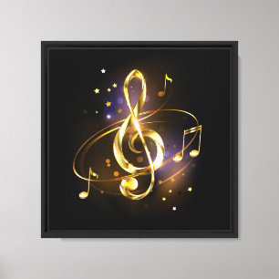 Gold Treble Clef Music Canvas Print