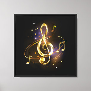 Gold Treble Clef Music Canvas Print