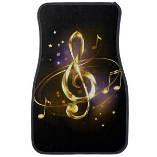 Gold Treble Clef Music Car Floor Mat
