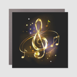 Gold Treble Clef Music Car Magnet