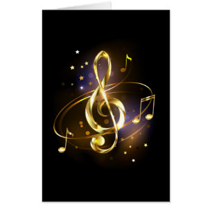 Gold Treble Clef Music Card