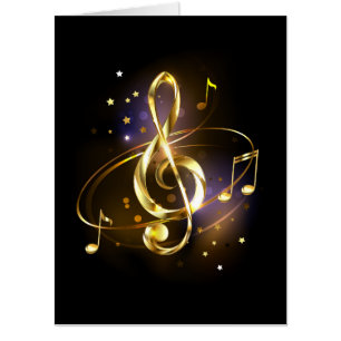 Gold Treble Clef Music Card