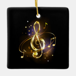 Gold Treble Clef Music Ceramic Ornament