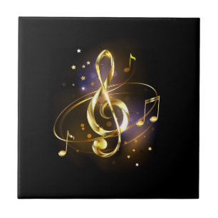 Gold Treble Clef Music Ceramic Tile