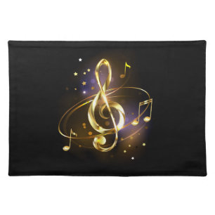 Gold Treble Clef Music Cloth Placemat