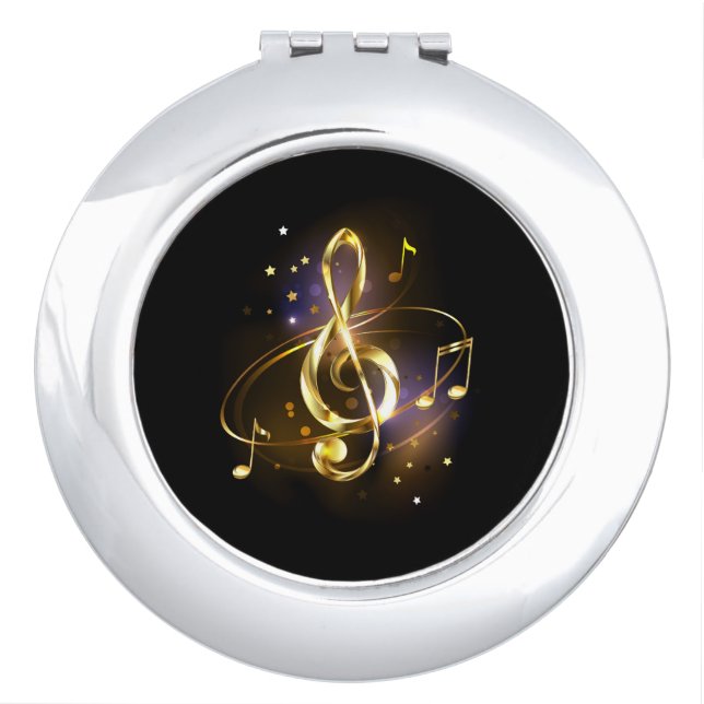 Gold Treble Clef Music Compact Mirror (Front)