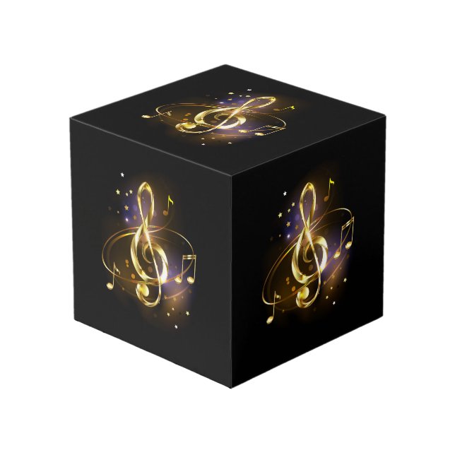 Gold Treble Clef Music Cube (Front Angled)