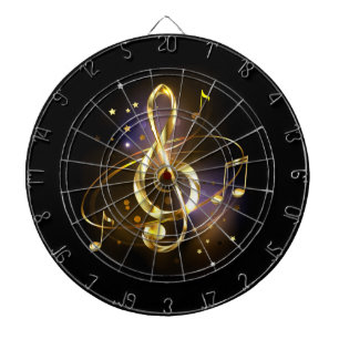 Gold Treble Clef Music Dart Board