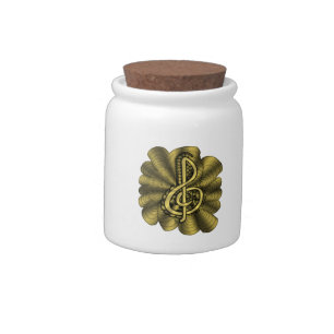 Gold Treble Clef Music Design Candy Jar