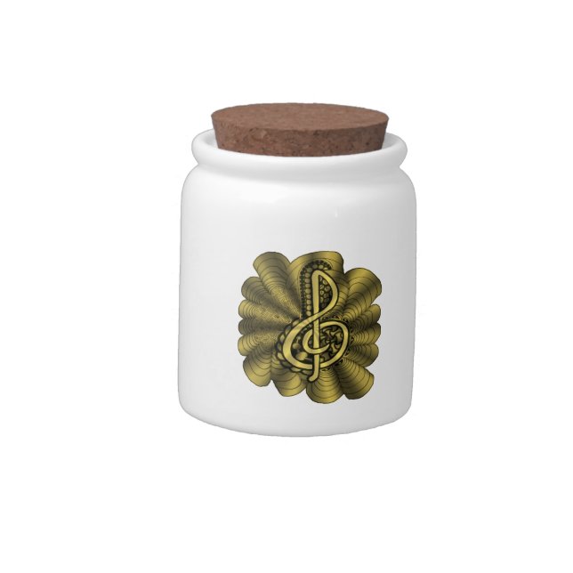 Gold Treble Clef Music Design Candy Jar (Left)