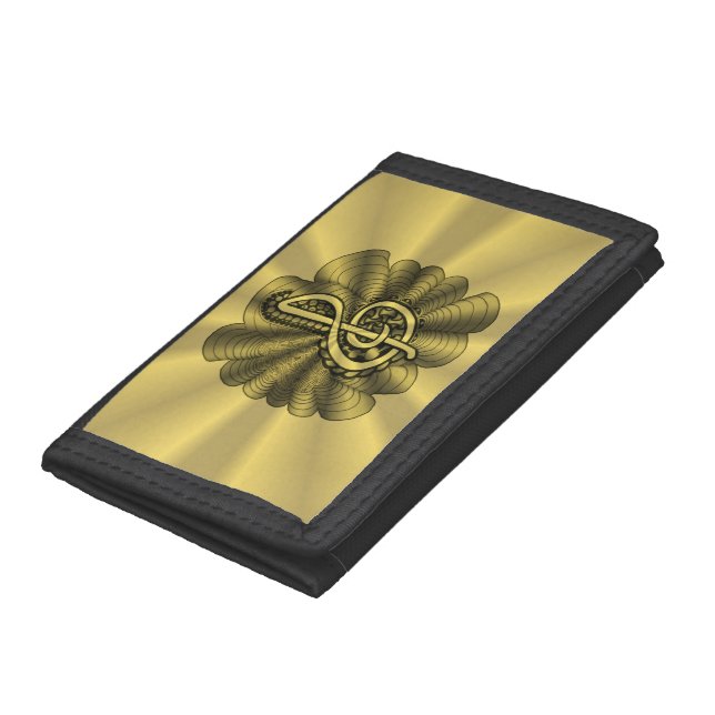 Gold Treble Clef Music Design Tri-fold Wallet (Bottom)