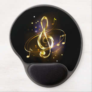 Gold Treble Clef Music Gel Mouse Pad