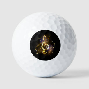 Gold Treble Clef Music Golf Balls