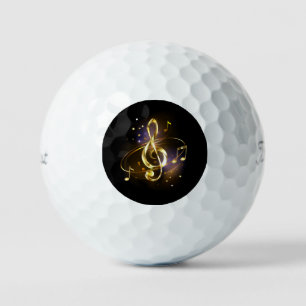 Gold Treble Clef Music Golf Balls