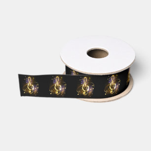 Gold Treble Clef Music Grosgrain Ribbon