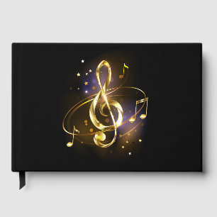 Gold Treble Clef Music Guest Book