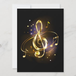 Gold Treble Clef Music Holiday Card