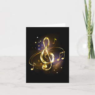Gold Treble Clef Music Holiday Card