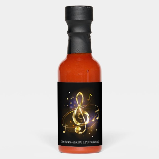Gold Treble Clef Music Hot Sauces (Front)