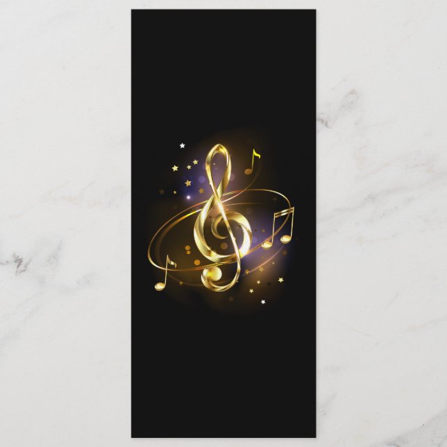 Gold Treble Clef Music Invitation (Front)