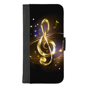 Gold Treble Clef Music iPhone 8/7 Plus Wallet Case