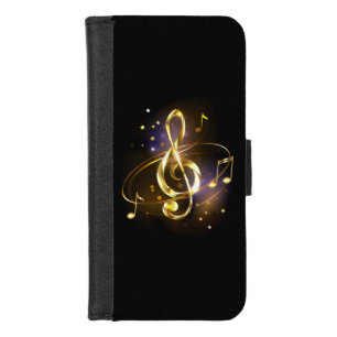 Gold Treble Clef Music iPhone 8/7 Wallet Case