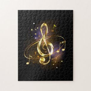 Gold Treble Clef Music Jigsaw Puzzle