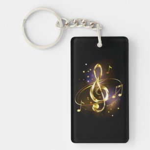 Gold Treble Clef Music Keychain
