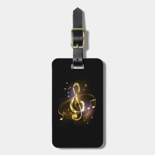 Gold Treble Clef Music Luggage Tag