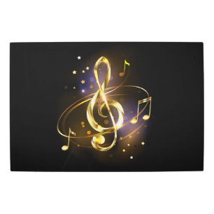 Gold Treble Clef Music Metal Print