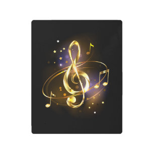 Gold Treble Clef Music Metal Print
