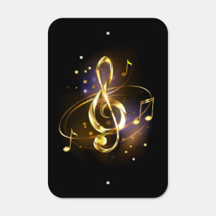 Gold Treble Clef Music Metal Sign