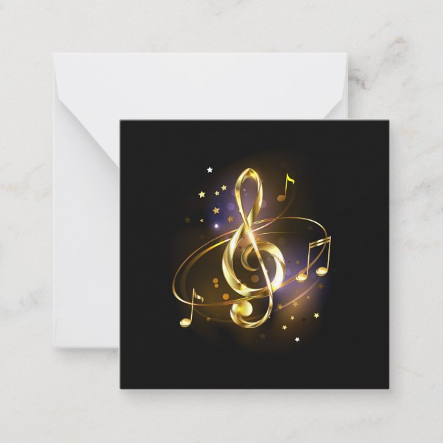 Gold Treble Clef Music Note Card (Front)